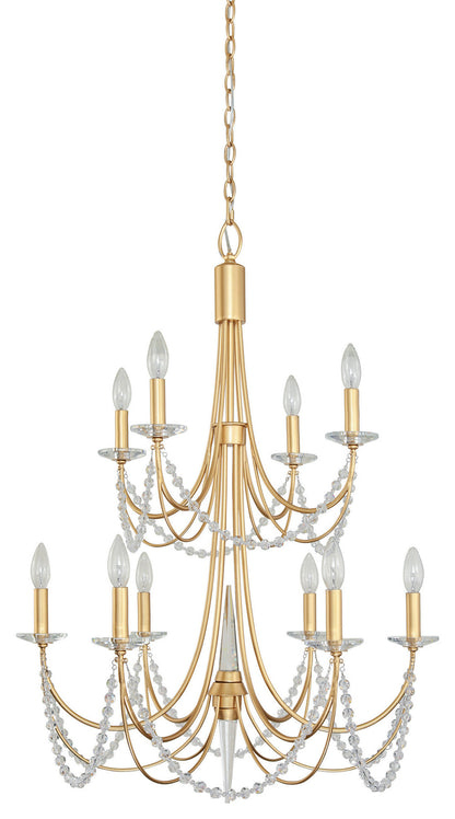 Varaluz 350C10 Brentwood 10 Light 26"W Taper Candle Style - French GoldBy Varaluz
