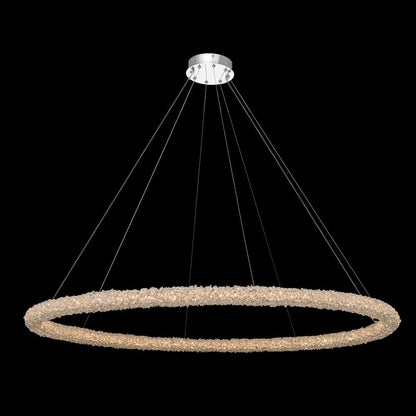 Lina 60x2" 1-Light Contemporary Large Pendants, Polished ChromeBy Allegri Crystal by Kalco Lighting
