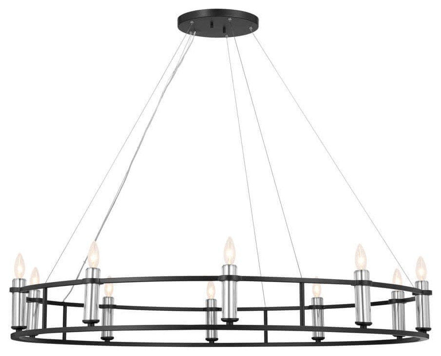 Kichler 52491 Rosalind 10 Light 50"W Crystal Candle Style - BlackBy Kichler