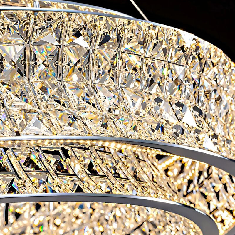 Albano Vercellese | Chic Chrome/Gold Creative Round Crystal Chandelier, Chrome, 1 Ring Medium1 - Dia23.6xh6.7" / Dia60xh17.7cm, Warm LightBy Miron Demid LLC