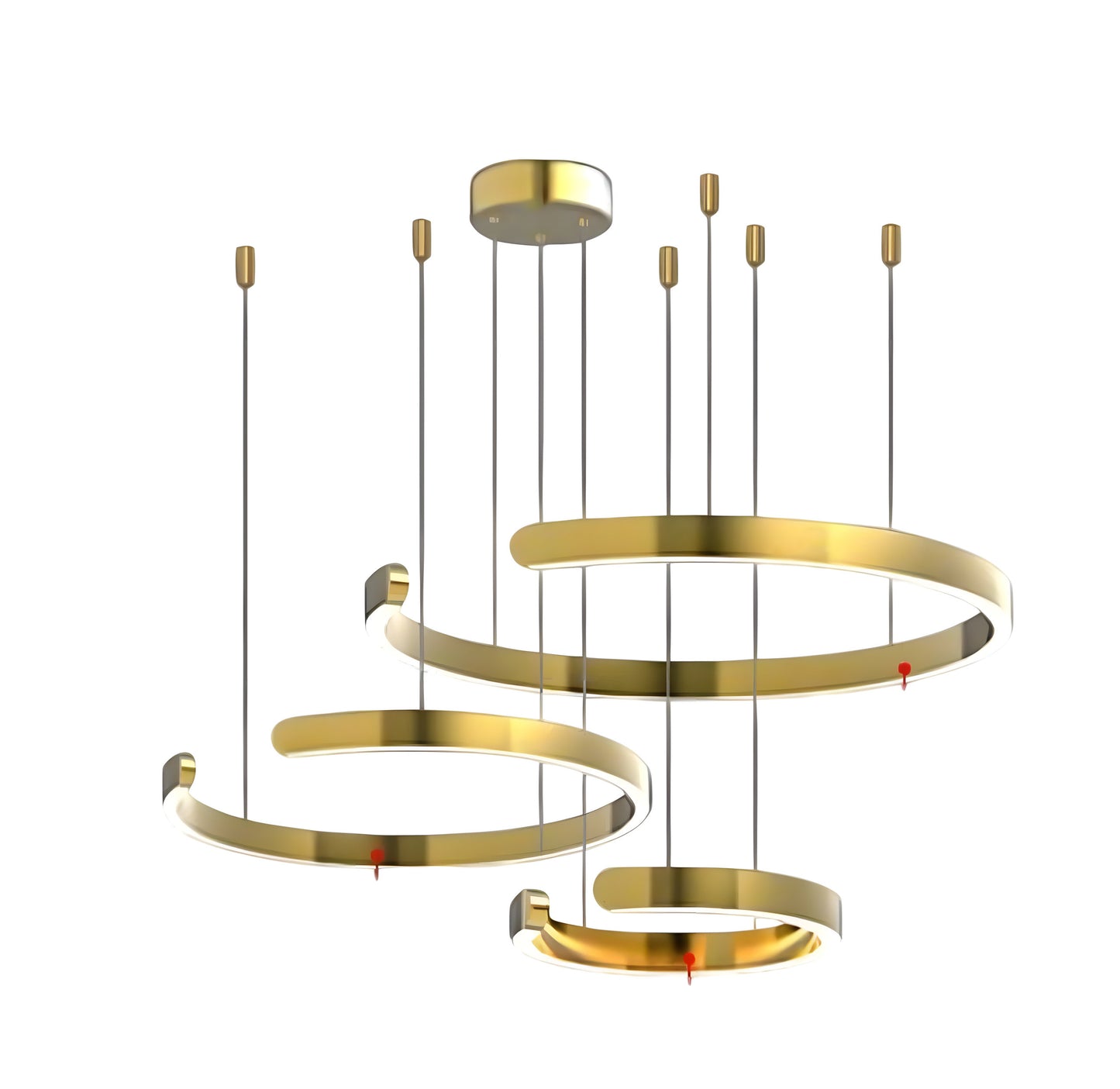 Brig-Glis | Gold Spiral LED Chandelier for Living Room, 3 Rings Large - Dia31.5x23.6x15.8" / Dia80x60x40cmBy Miron Demid LLC