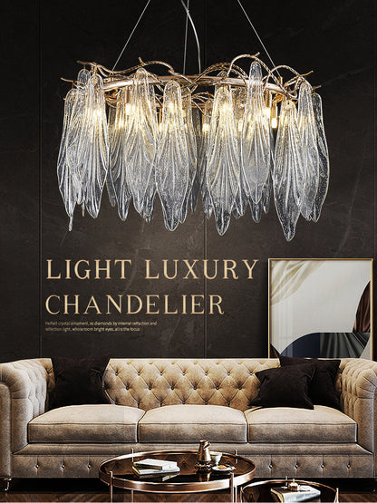Alpette | Drum Gold Modern Crystal Glass Chandelier For Living room, Dia31.5"By Miron Demid LLC