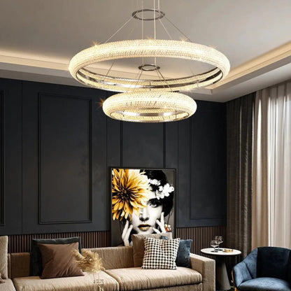 Bern | Chrome Ring Crystal Chandelier for Dining Room, 1 Layer LargeBy Miron Demid LLC