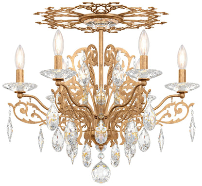 Filigrae 18.5"H x 23"W 6-Light Crystal Semi-Flush Mount in French