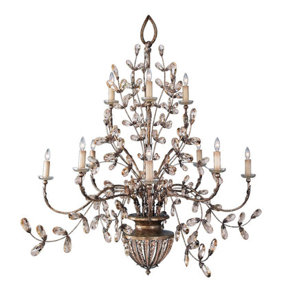 Fine Art Handcrafted Lighting A Midsummer Night's Dream Twelve-Light Two-Tier Chandelier with Crystal Accents and Candelabra Lights