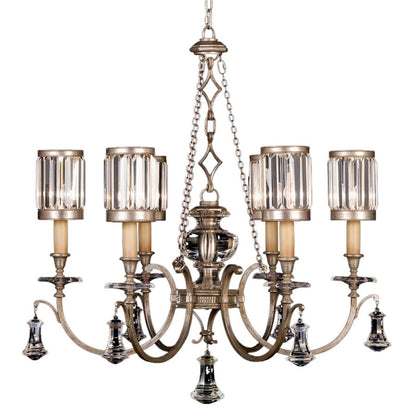 Fine Art Handcrafted Lighting Eaton Place Silver Six-Light Single-Tier Chandelier with Channel-Set Crystal Diffusers and Crystal Accents