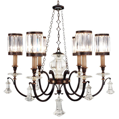 Fine Art Handcrafted Lighting Eaton Place Six-Light Single-Tier Chandelier with Channel-Set Crystal Diffusers and Crystal Accents
