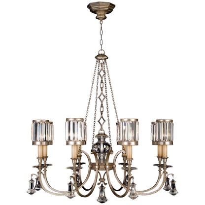 Fine Art Handcrafted Lighting Eaton Place Silver Eight-Light Single-Tier Chandelier with Channel-Set Crystal Diffusers and Crystal Accents