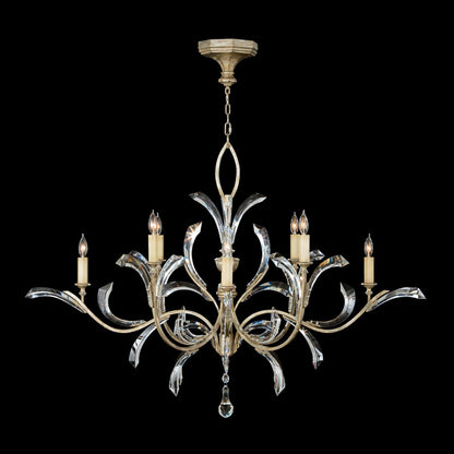 Fine Art Handcrafted Lighting Beveled Arcs 57" Round Chandelier with Arcing Beveled Crystal