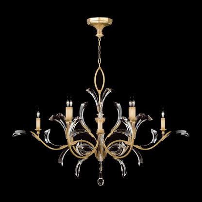 Fine Art Handcrafted Lighting Beveled Arcs 57" Round Chandelier with Arcing Beveled Crystal