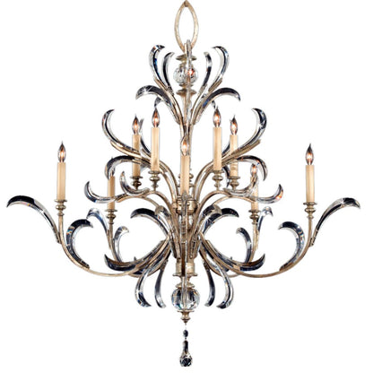 Fine Art Handcrafted Lighting Beveled Arcs Ten-Light Two-Tier Beveled Crystal Chandelier