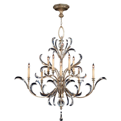 Fine Art Handcrafted Lighting Beveled Arcs Ten-Light Two-Tier Beveled Crystal Chandelier