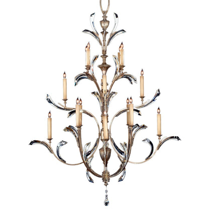 Fine Art Handcrafted Lighting Beveled Arcs Sixteen-Light Three-Tier Beveled Crystal Chandelier