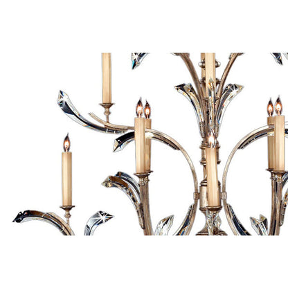 Fine Art Handcrafted Lighting Beveled Arcs Sixteen-Light Three-Tier Beveled Crystal Chandelier