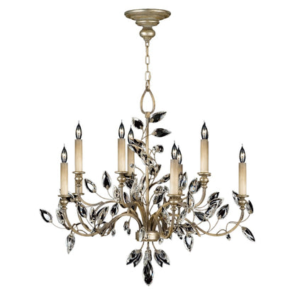 Fine Art Handcrafted Lighting Crystal Laurel Ten-Light Two-Tier Chandelier with Bold-Cut Stylized Crystal Leaves