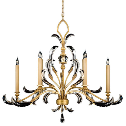 Fine Art Handcrafted Lighting Beveled Arcs Gold Six-Light Single-Tier Beveled Crystal Chandelier