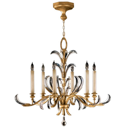 Fine Art Handcrafted Lighting Beveled Arcs Gold Six-Light Single-Tier Beveled Crystal Chandelier
