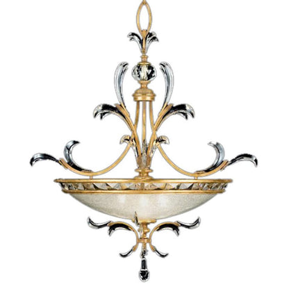 Fine Art Handcrafted Lighting Beveled Arcs Gold 44" Diameter Three-Light Beveled Crystal Foyer Pendant