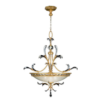 Fine Art Handcrafted Lighting Beveled Arcs Gold 44" Diameter Three-Light Beveled Crystal Foyer Pendant