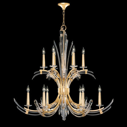 Fine Art Handcrafted Lighting Trevi 12 Light 42" Wide Crystal Abstract Chandelier
