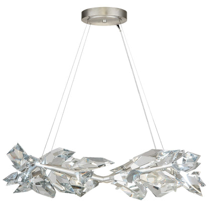 Fine Art Handcrafted Lighting Foret 34" Round Pendant with Hand-cut Faceted Crystal Leaves