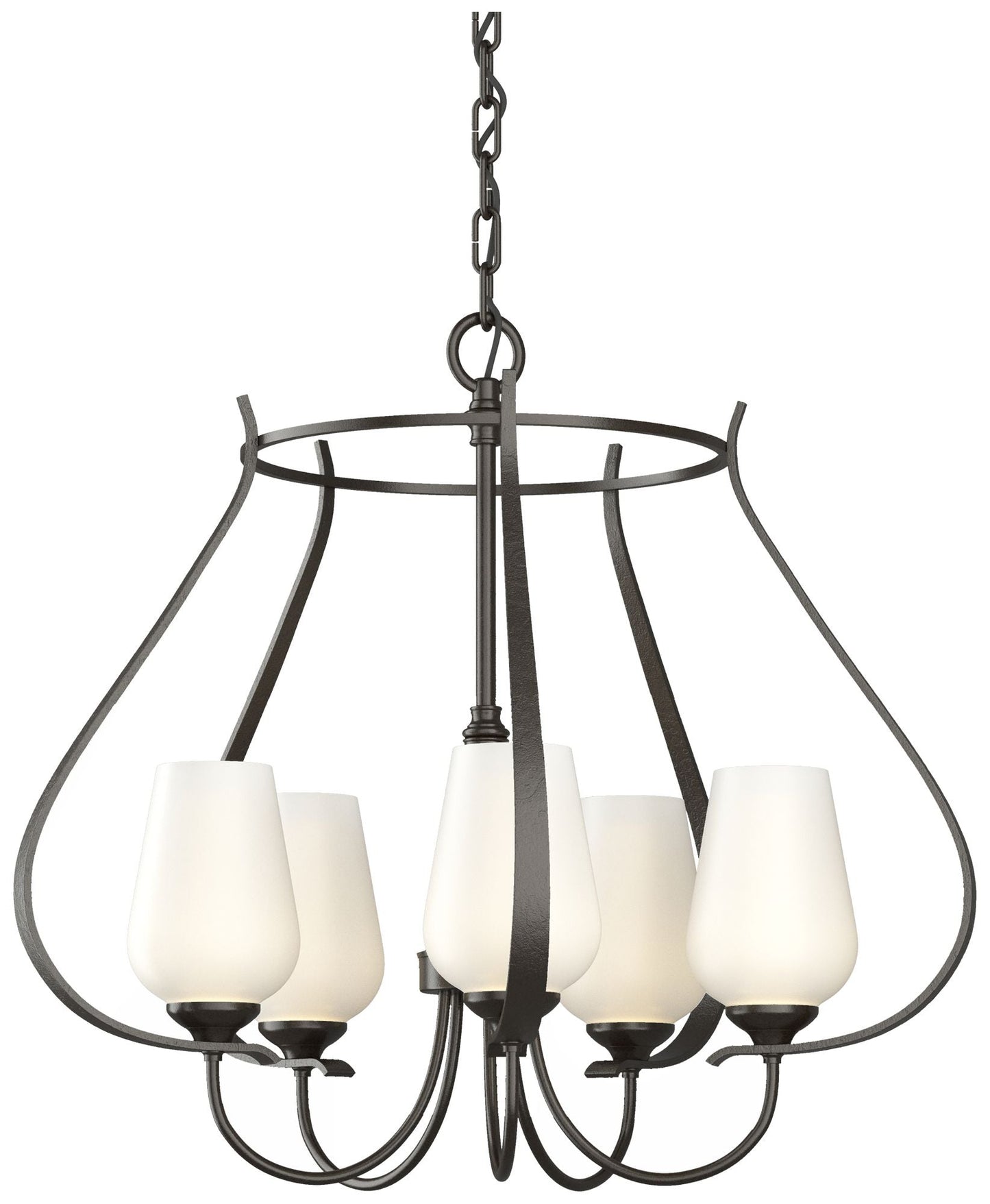 Flora 22.2" Wide 5 Arm Round Oil Rubbed Bronze Chandelier With Opal Gl