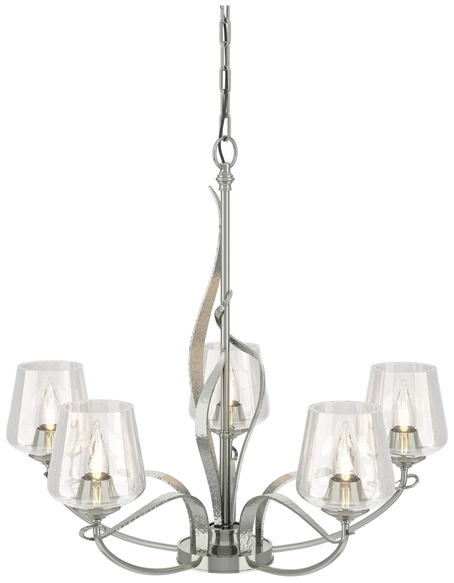 Flora Sterling 5 Arm Chandelier With Clear Glass