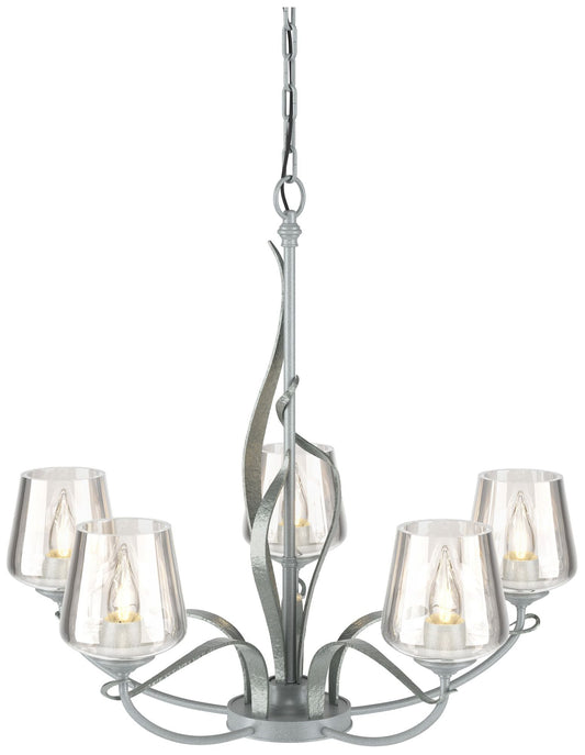 Flora Vintage Platinum 5 Arm Chandelier With Clear Glass