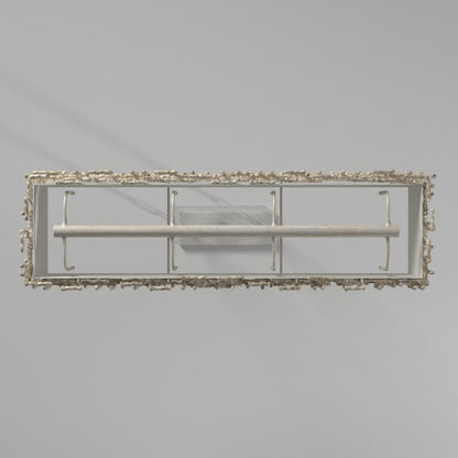 Fredrick Ramond Farrah 8 Light 48" Wide Linear Chandelier with a Linen Shade and Hand-Made Crosshatch Bars