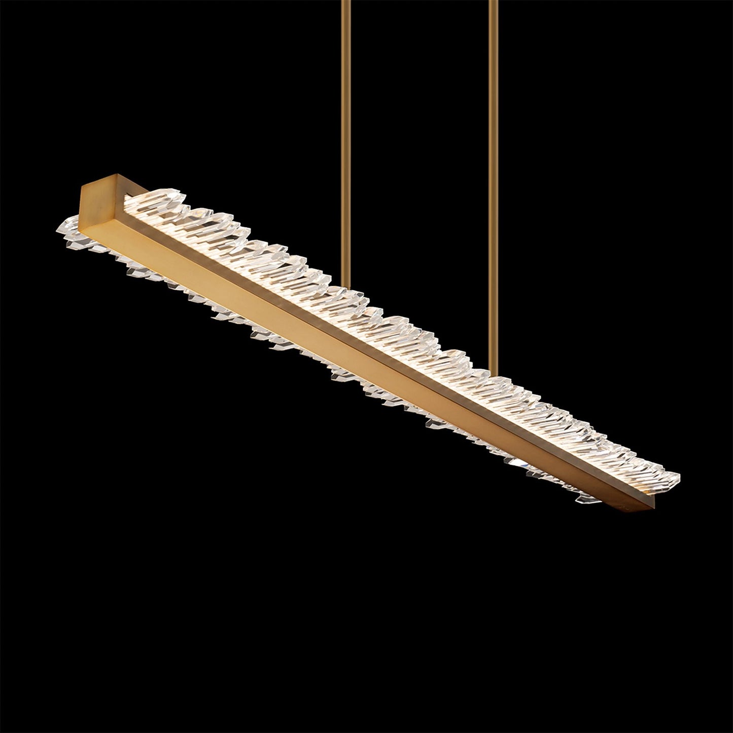 Frozen 2"H x 47.25"W 1-Light Crystal Linear Pendant in Aged Brass