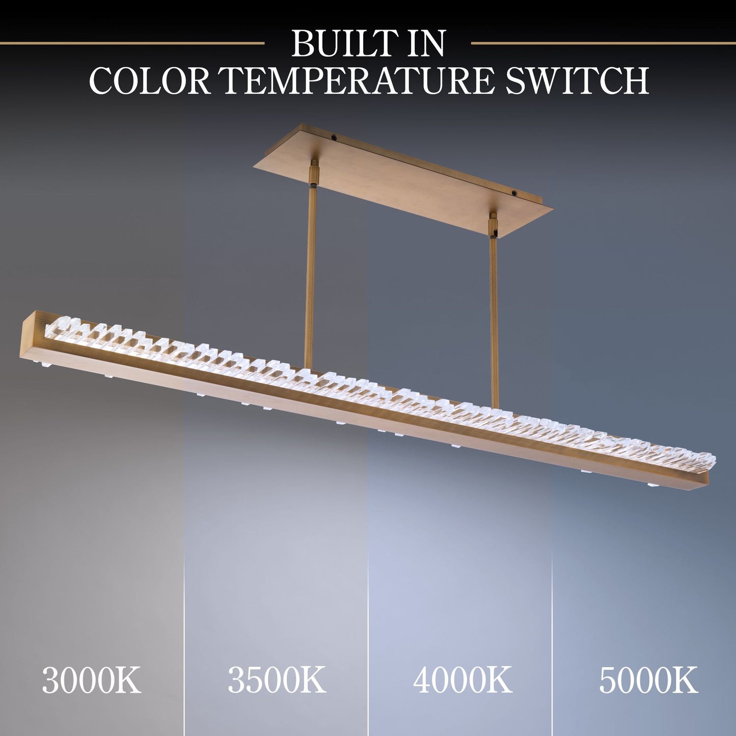 Frozen 2"H x 47.25"W 1-Light Crystal Linear Pendant in Aged Brass
