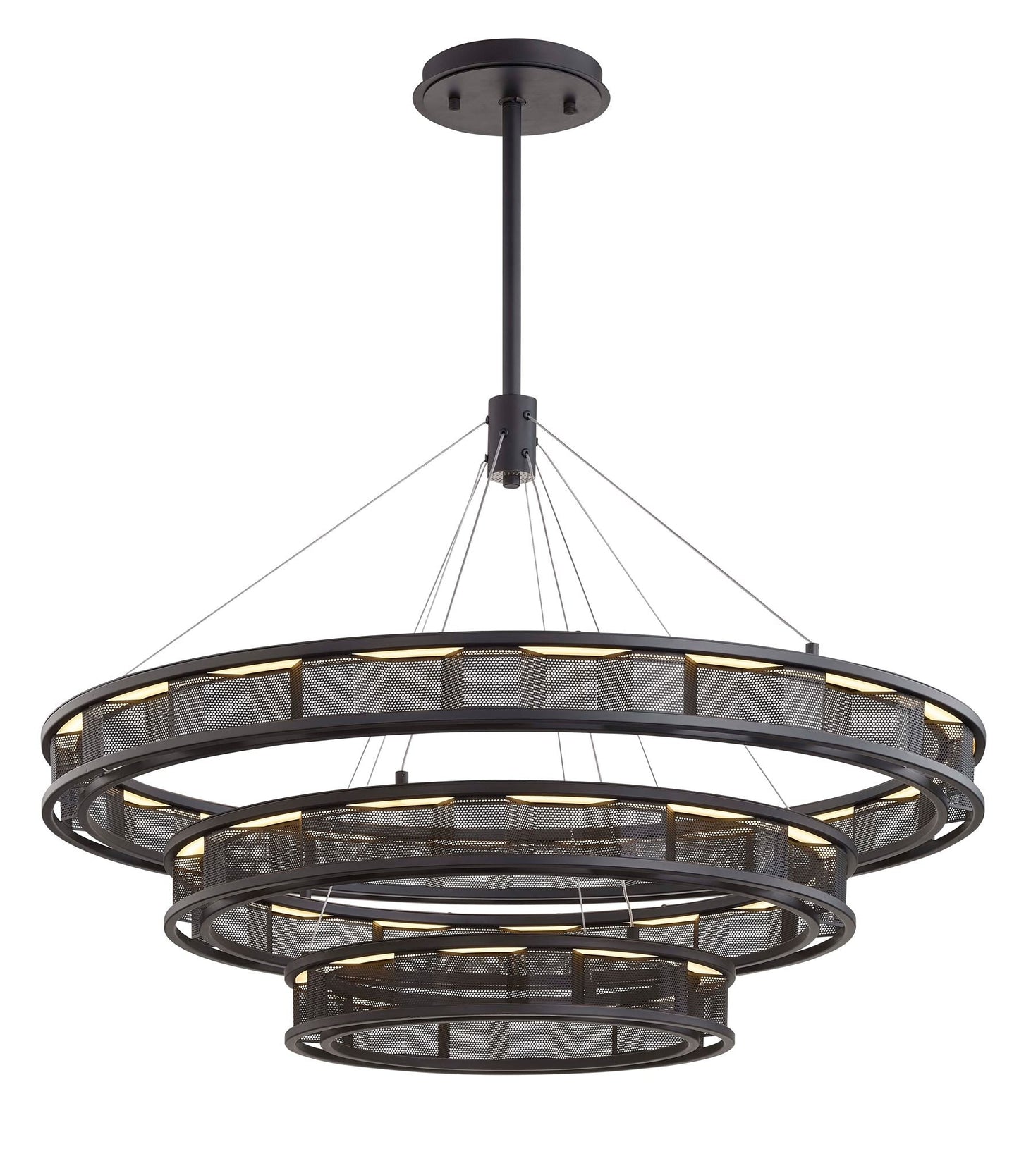 Fuze 39" Wide Modern Bronze 3-Tier LED Pendant Light