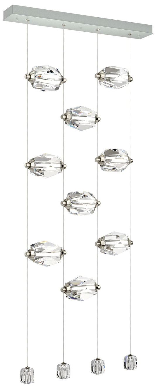 Gatsby 27.5" Wide 9-Light Crystal Vintage Platinum Standard LED Pendan