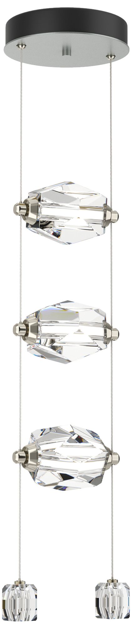 Gatsby 9.2" Wide 3-Light Crystal Vintage Platinum Standard LED Pendant