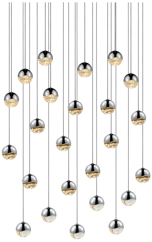 Grapes 25.5" Wide 24-Light Polished Chrome LED Pendant