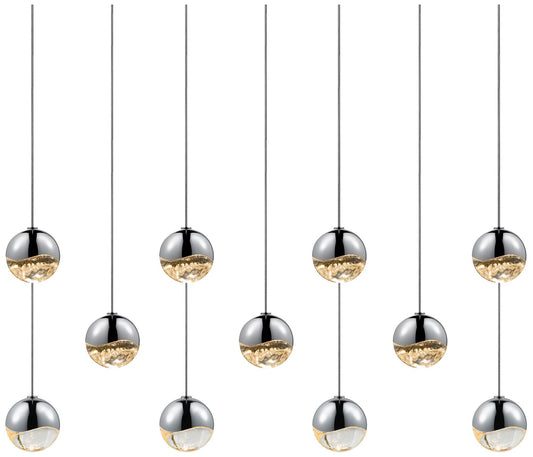 Grapes 36.25" Wide 11.Light Polished Chrome Small LED Pendant