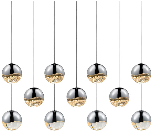 Grapes 37" Wide 11.Light Polished Chrome Medium Pendant
