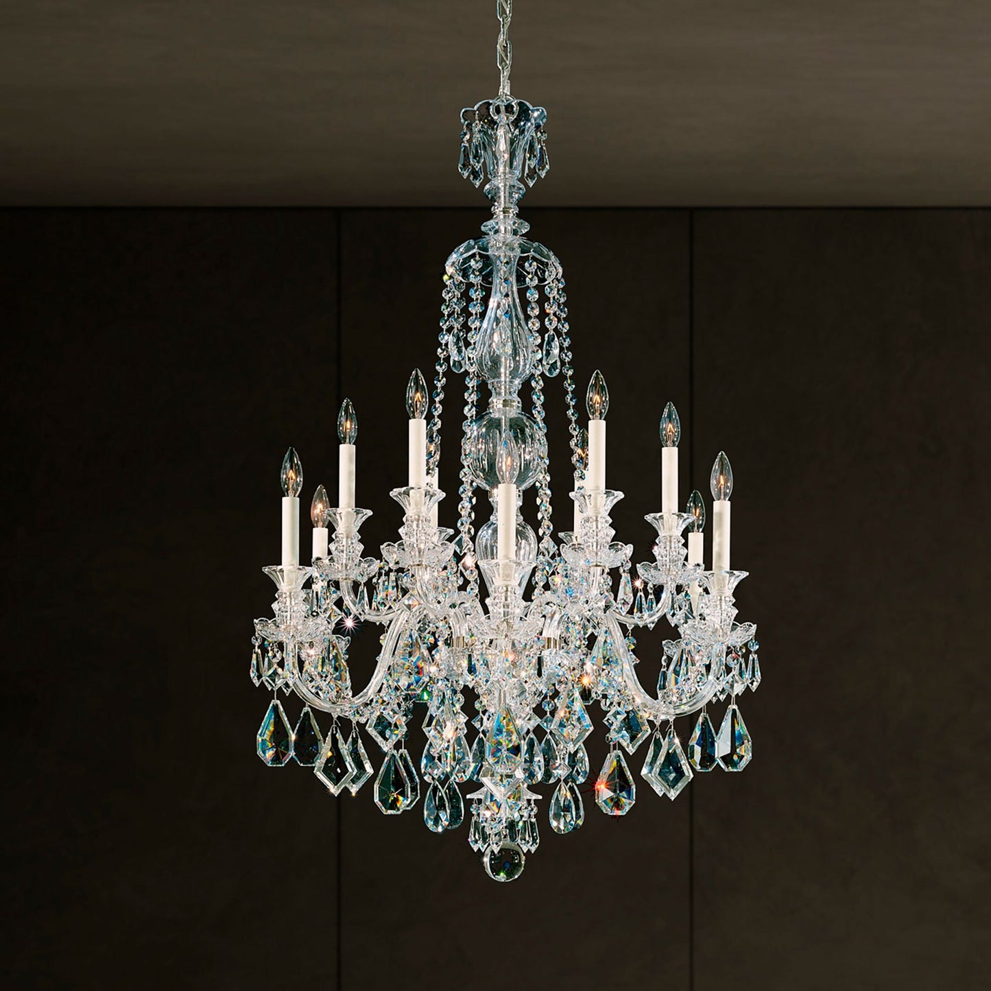 Hamilton 44"H x 30"W 12-Light Crystal Chandelier in Silver