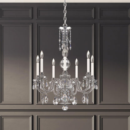 Hamilton Nouveau 32.5"H x 26"W 6-Light Crystal Chandelier in Silv