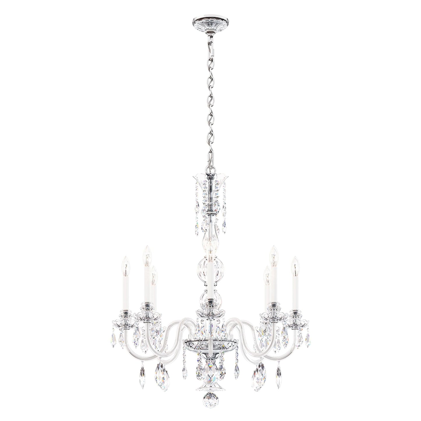 Hamilton Nouveau 35"H x 28"W 7-Light Crystal Chandelier in Silver