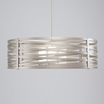 Hammerton Studio Tempest 4 Light 36" Wide Drum Chandelier - Medium (E26) with Frosted Glass Inner Shades and Finished to Match Outer Metal Shade
