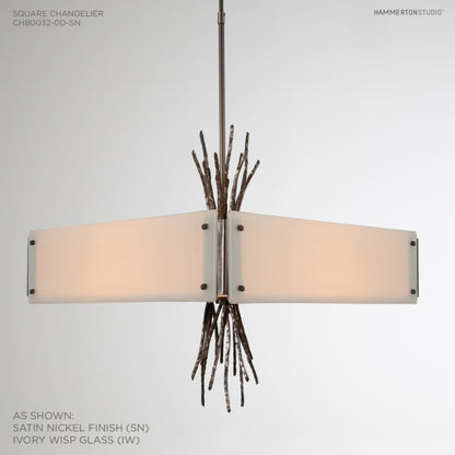 Hammerton Studio Ironwood 24" Wide Artisan Crafted Chandelier with Hand Textured Glass and Sculpted Steel