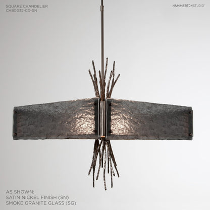 Hammerton Studio Ironwood 24" Wide Artisan Crafted Chandelier with Hand Textured Glass and Sculpted Steel