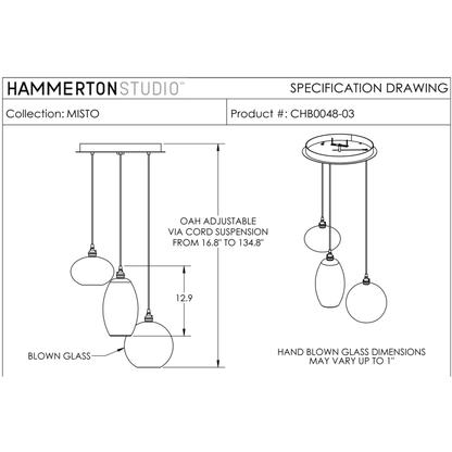 Hammerton Studio Misto 21" Wide Artisan Crafted Optic Glass 3 Light Pendant