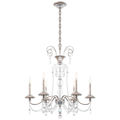 Helenia 30"H x 28"W 6-Light Crystal Chandelier in Antique Silver