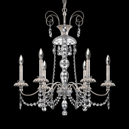 Helenia 30"H x 28"W 6-Light Crystal Chandelier in Antique Silver