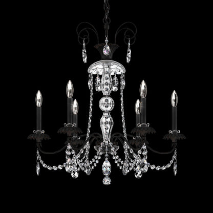 Helenia 30"H x 28"W 6-Light Crystal Chandelier in Black