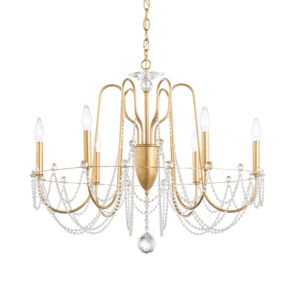 Helenia 30"H x 28"W 6-Light Crystal Chandelier in Heirloom Gold