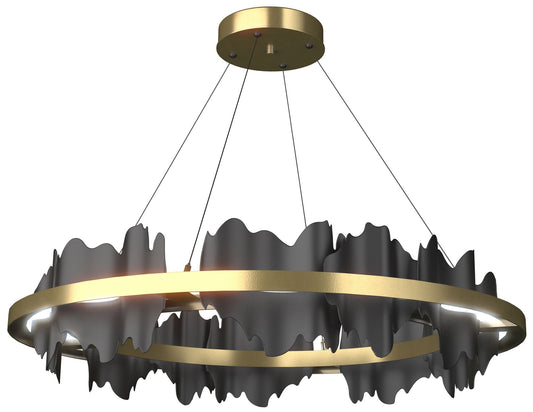 Hildene 38"W Black Accented Circular Modern Brass Standard LED Pendant