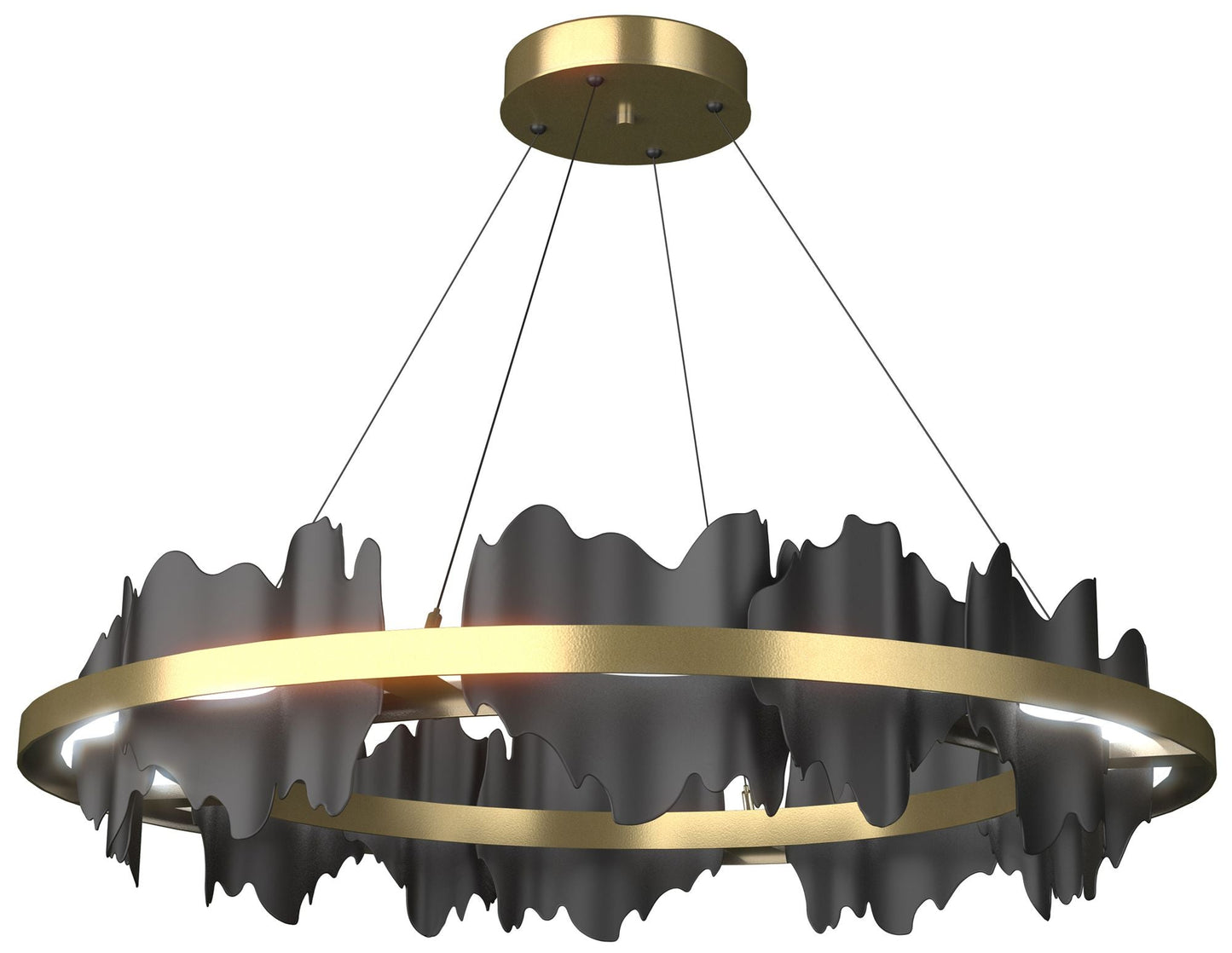 Hildene 38"W Black Accented Circular Modern Brass Standard LED Pendant